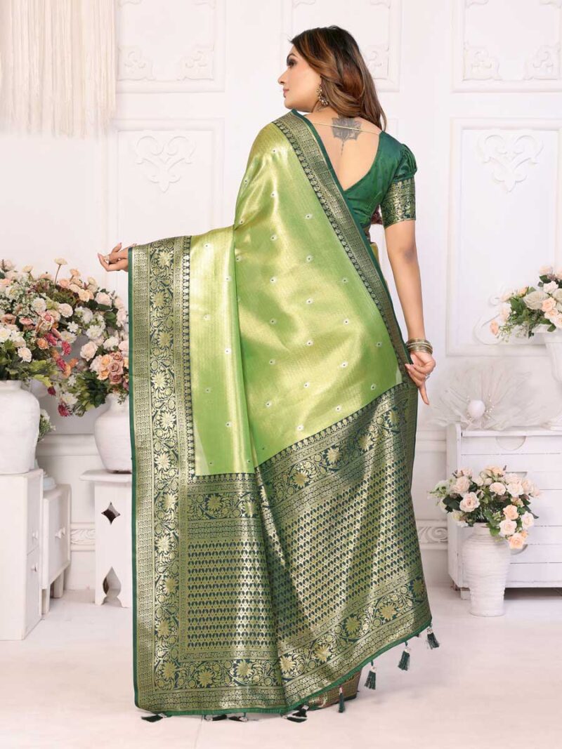 Green Color Green Saree - Image 2