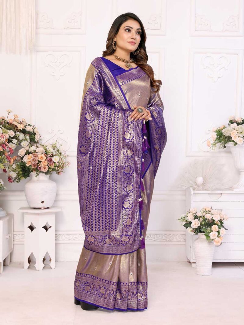 Lavender Color Lavender Saree - Image 4
