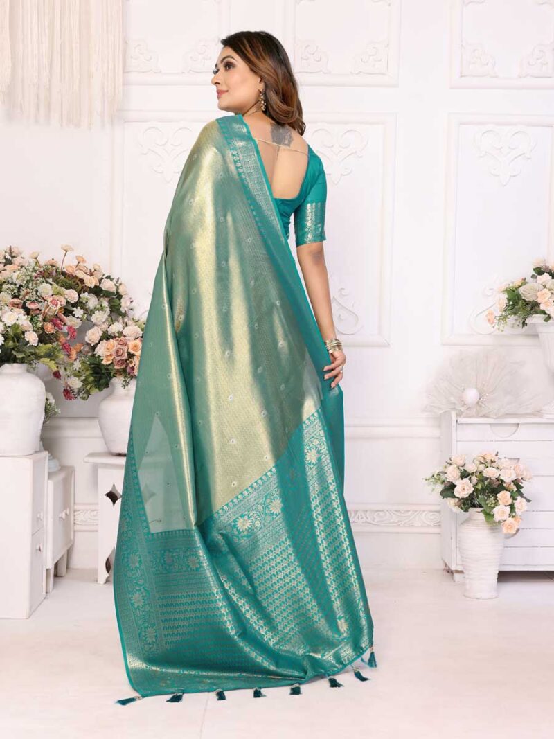 Sea Green Color Sea Green Saree - Image 2
