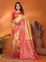 Mustard Color Peach Saree