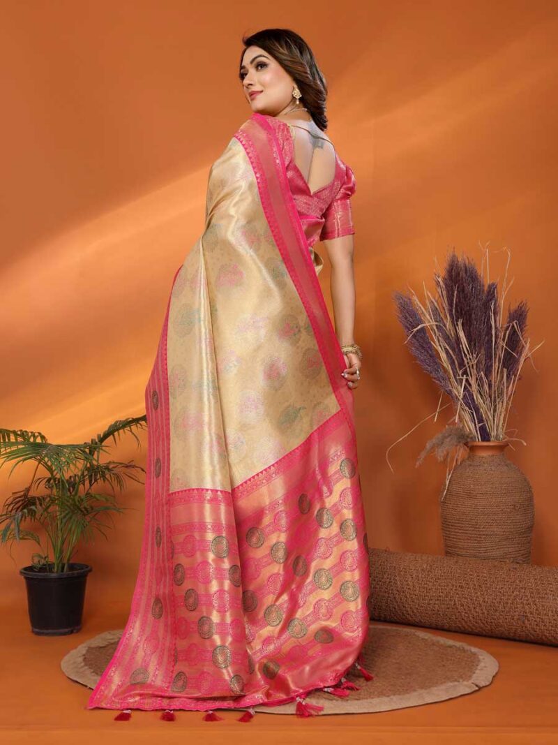 Beige Color Pink Saree - Image 2