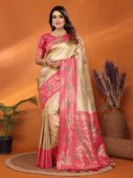Beige Color Pink Saree