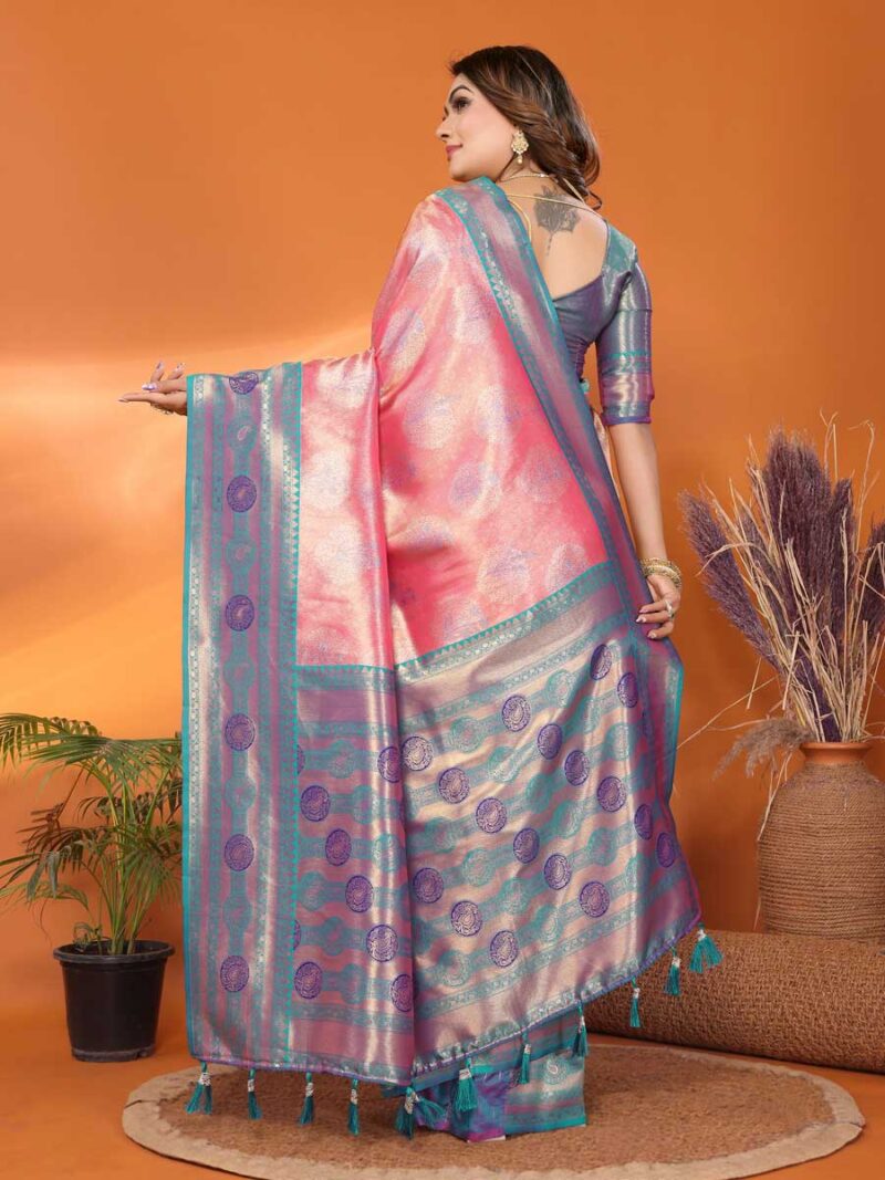 Peach Color Blue Saree - Image 2