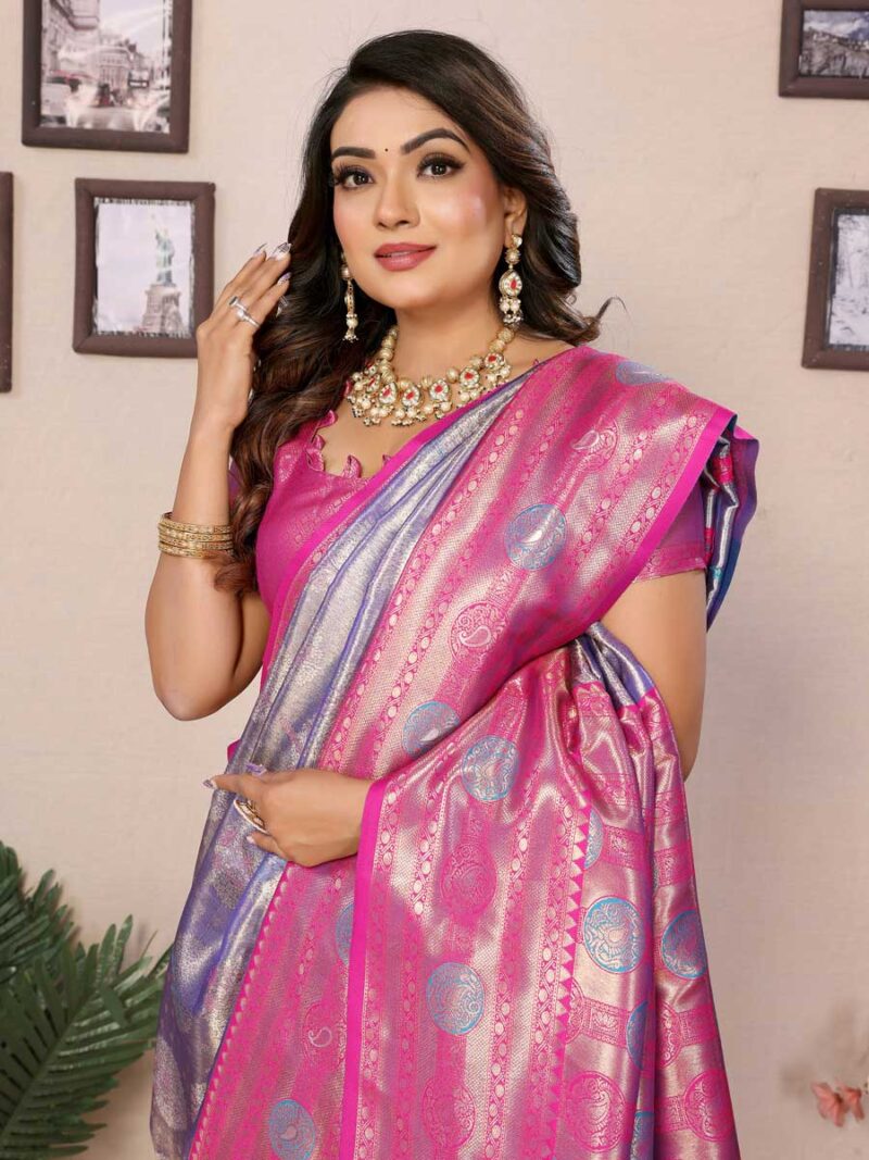 Lavender Color Pink Saree - Image 3