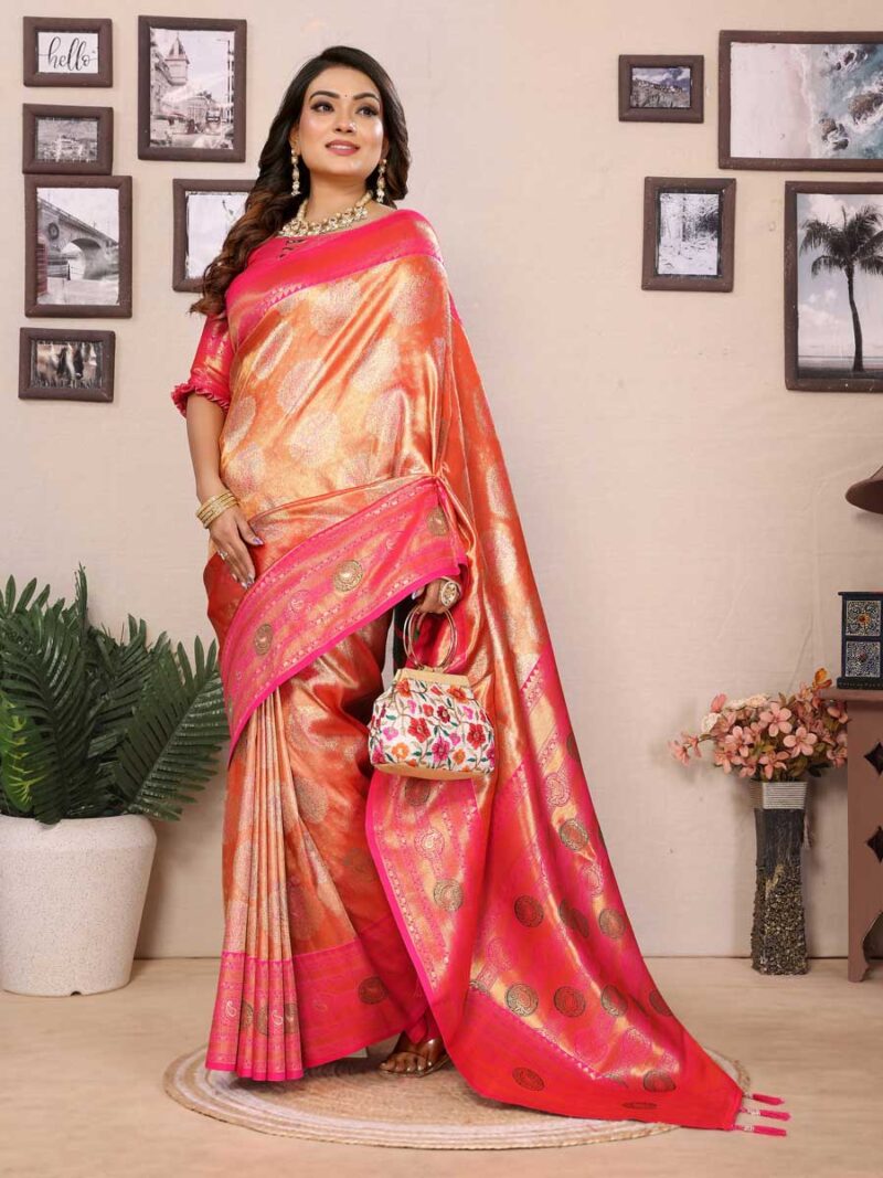 Orange Color Orange Saree - Image 4