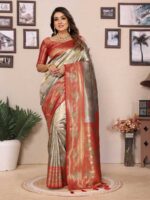 Grey Color Rust Saree
