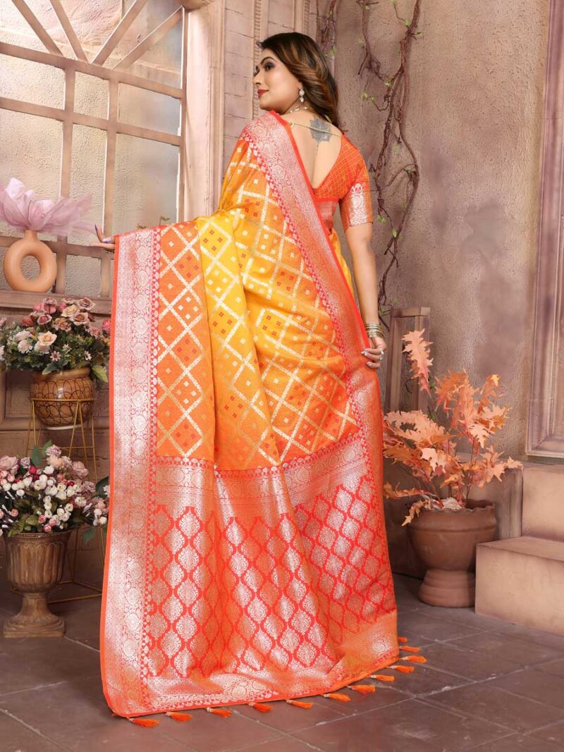 Yellow Color Orange Saree - Image 2