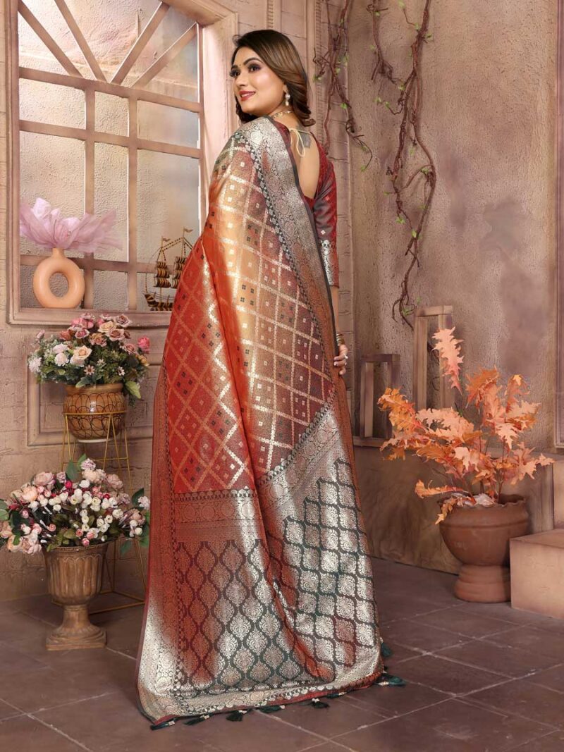 Peach Color Brown Saree - Image 2