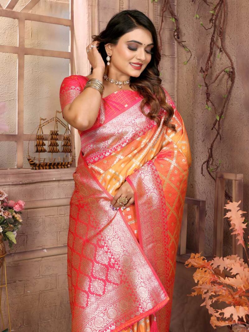 Mustard Color Pink Saree - Image 3