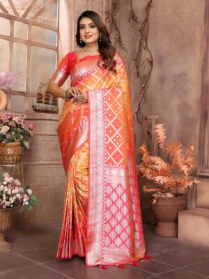 Mustard Color Pink Saree