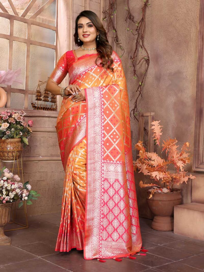 Mustard Color Pink Saree