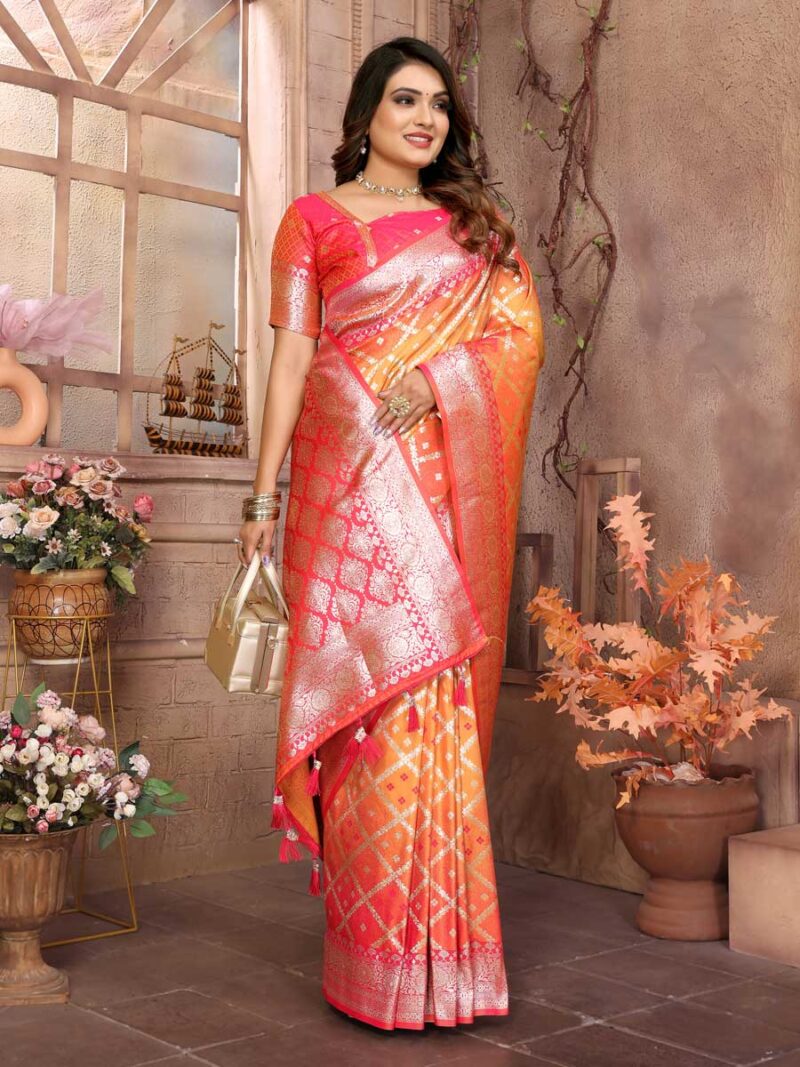 Mustard Color Pink Saree - Image 4