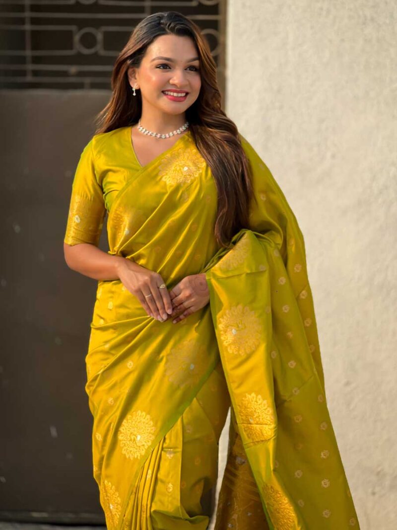 Olive Color Olive Saree - Image 3