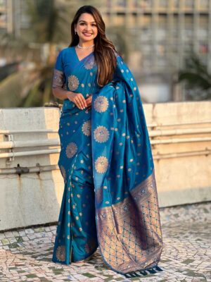 Teal Blue Color Teal Blue Saree