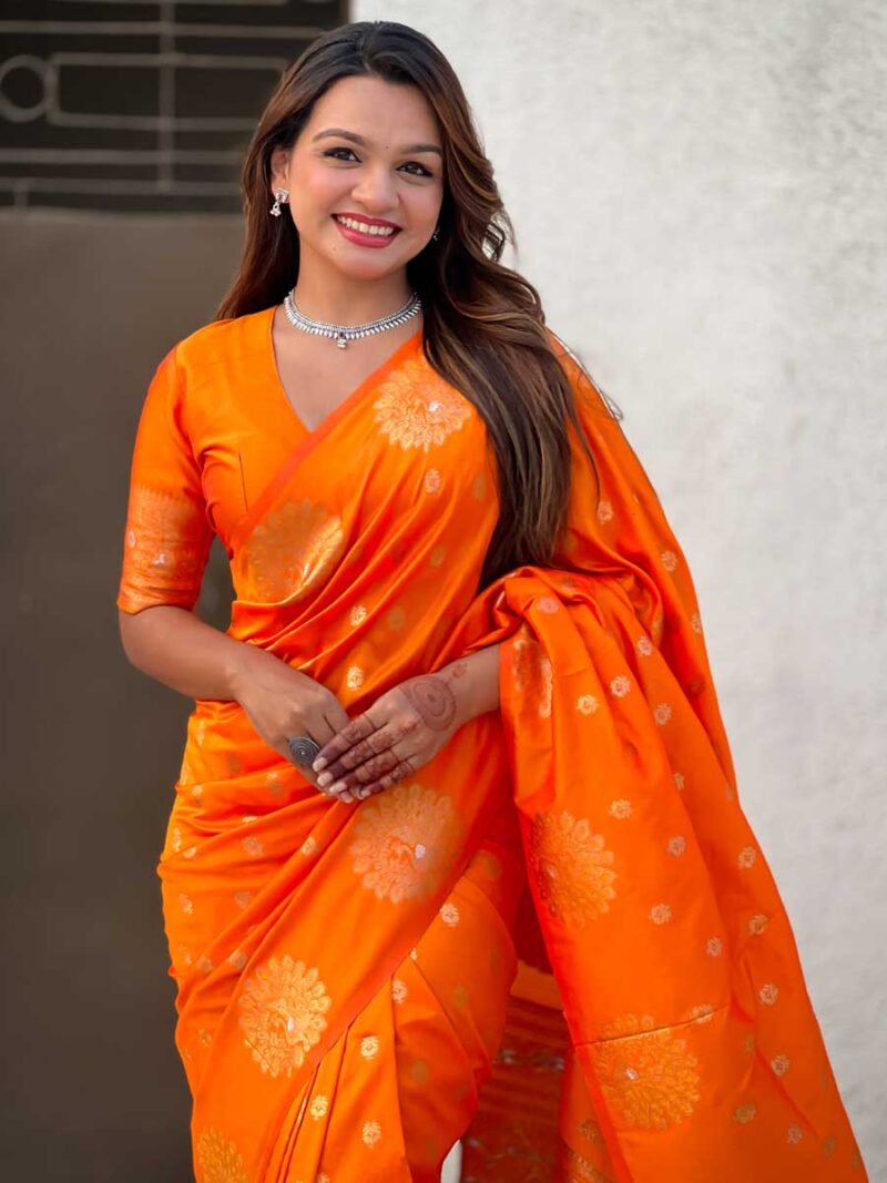 Orange Color Orange Saree - Image 3