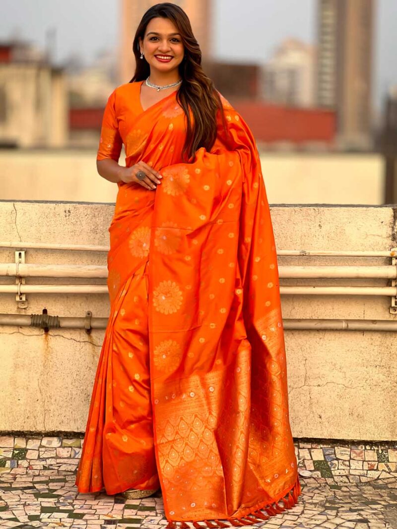 Orange Color Orange Saree - Image 4
