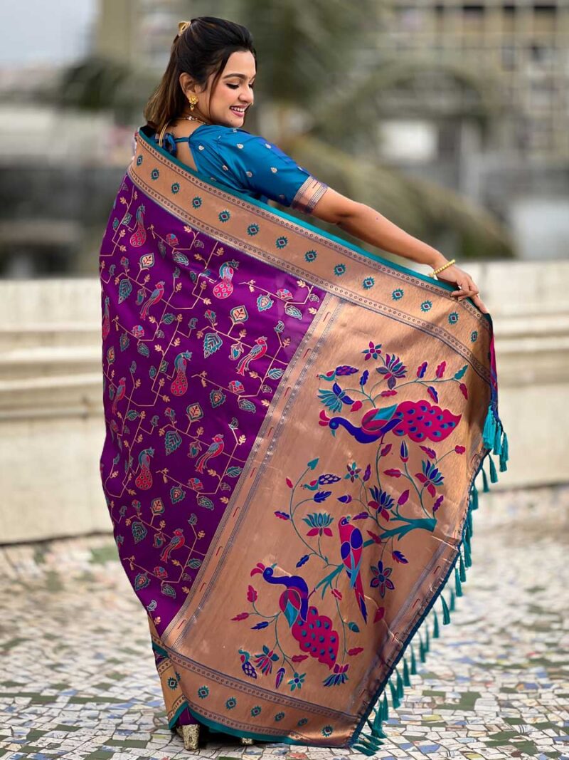 Purple Color Firozi Saree - Image 2