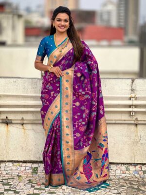 Purple Color Firozi Saree