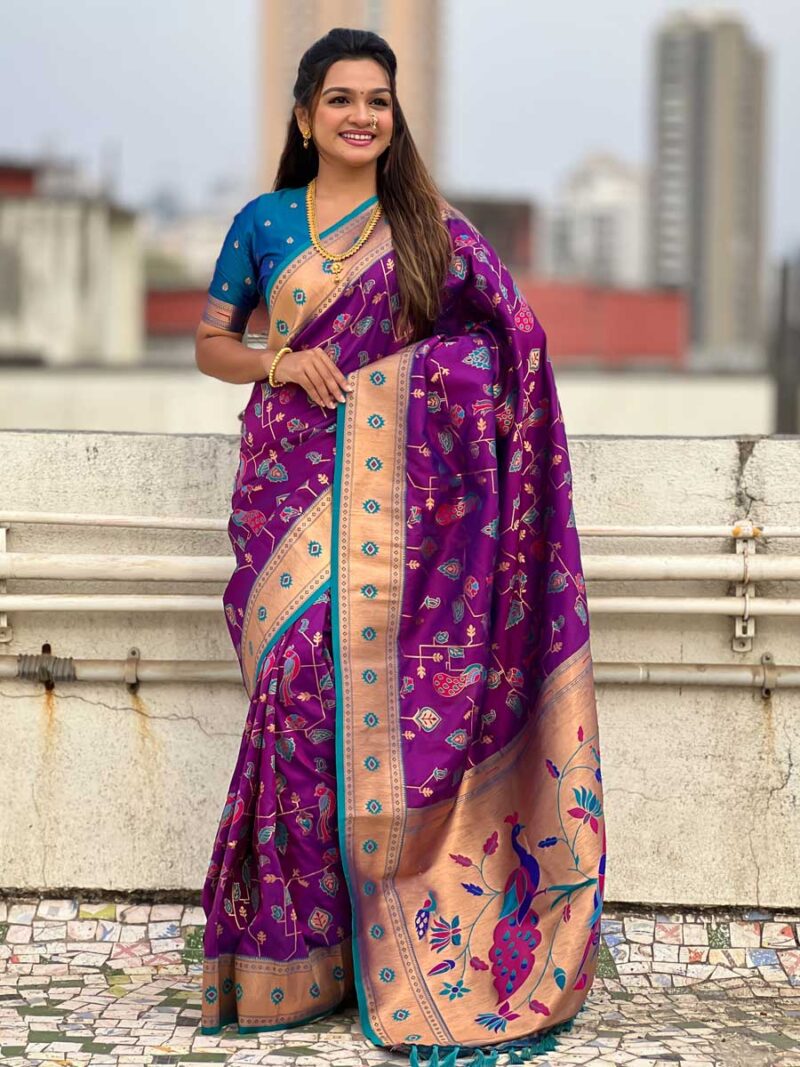 Purple Color Firozi Saree - Image 4