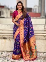 Blue Color Pink Saree