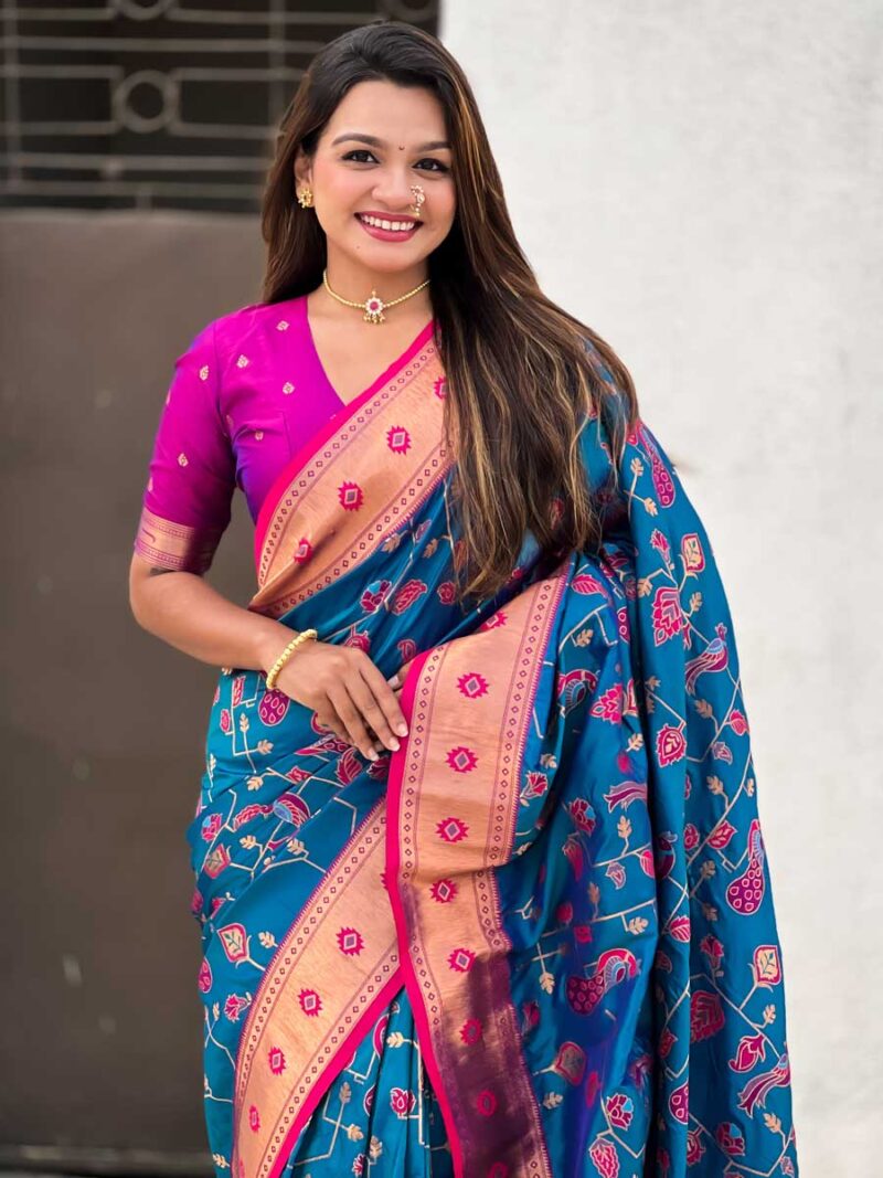Firozi Color Purple Saree - Image 3