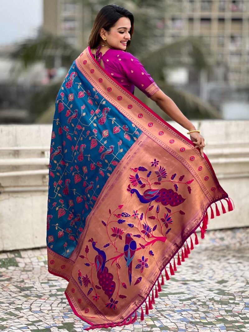 Firozi Color Purple Saree - Image 2