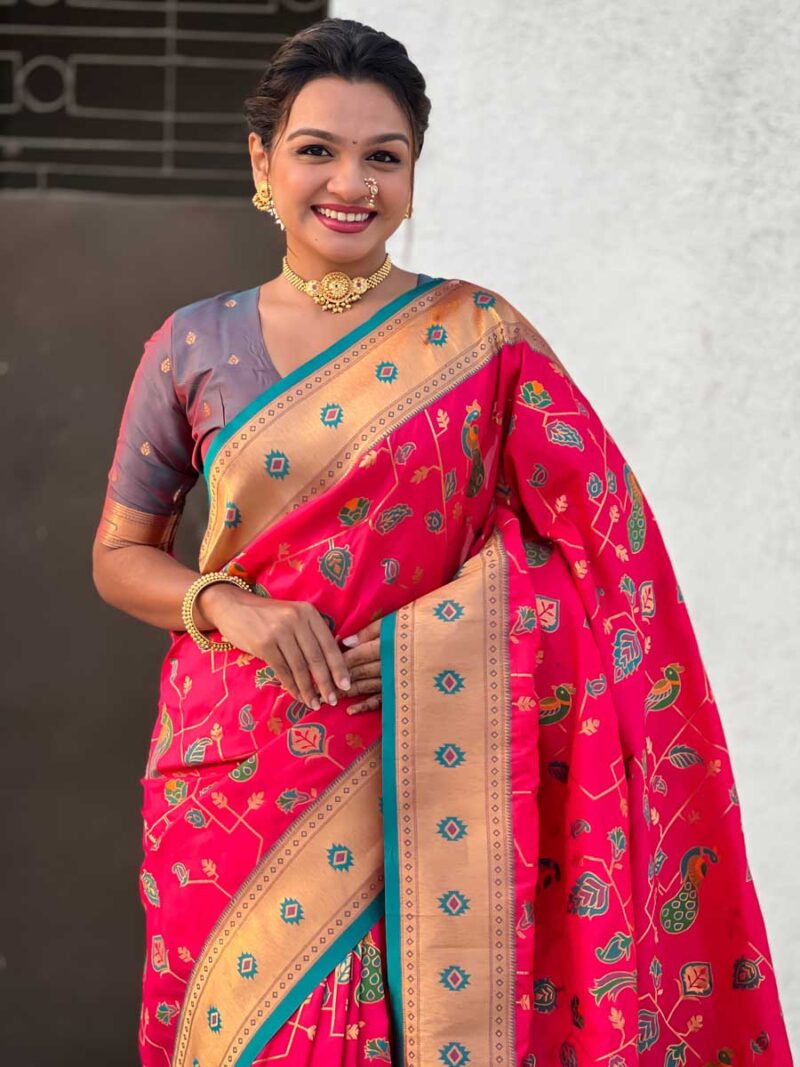 Pink Color Purple Saree - Image 3
