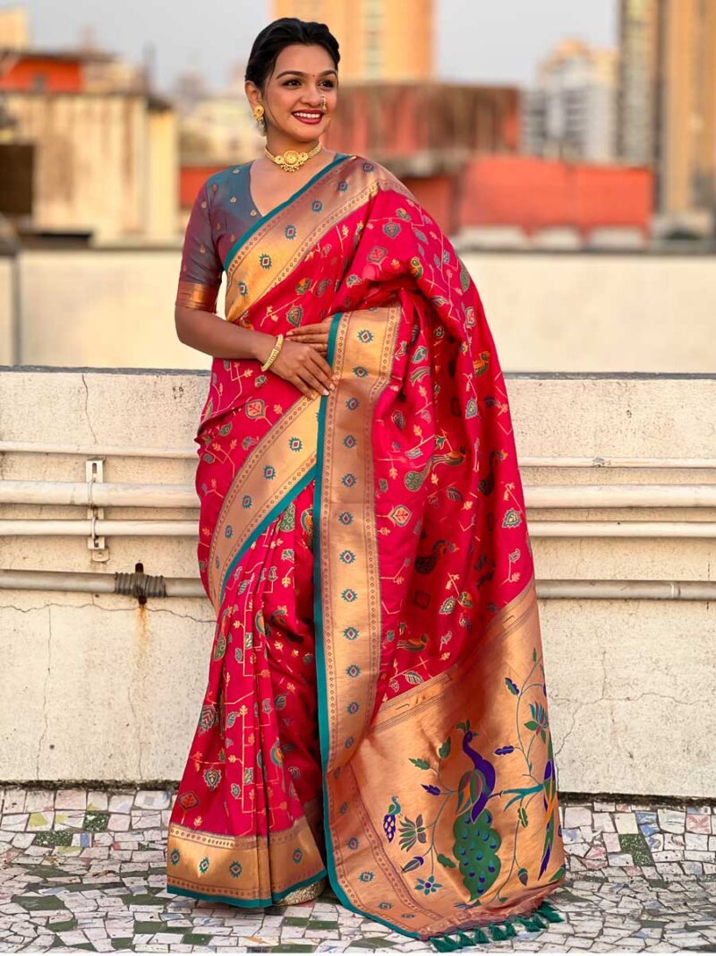 Pink Color Purple Saree - Image 4
