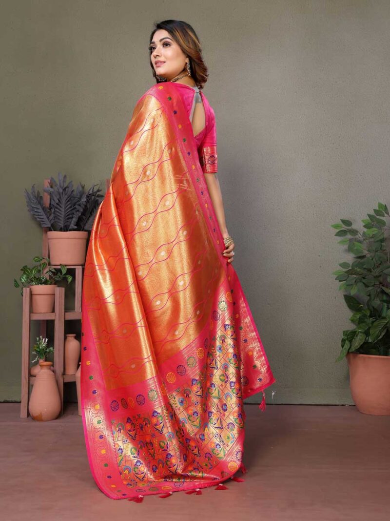 Orange Color Pink Saree - Image 2