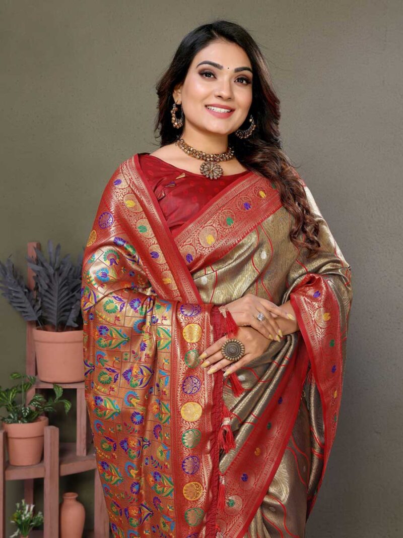Brown Color Rust Saree - Image 3