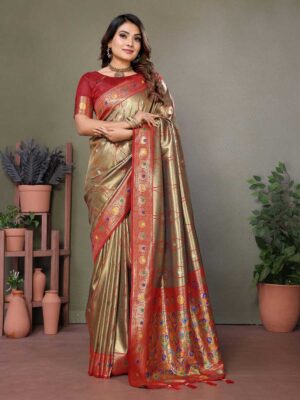 Brown Color Rust Saree