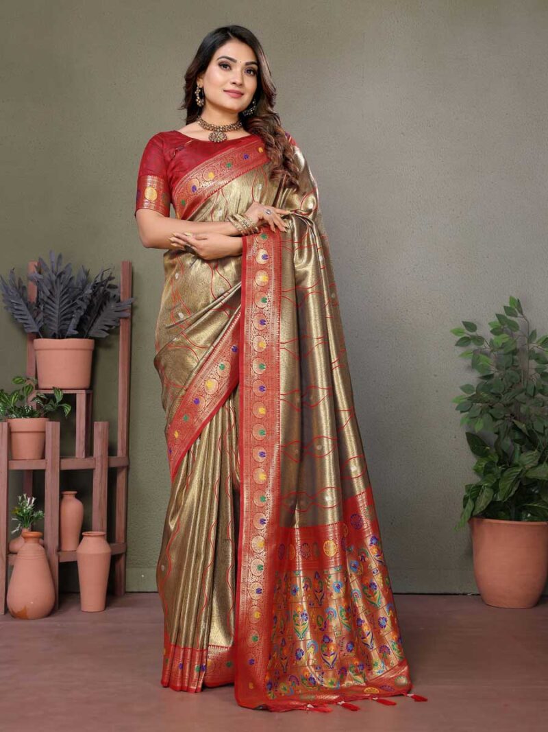 Brown Color Rust Saree