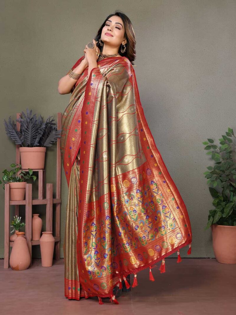Brown Color Rust Saree - Image 4