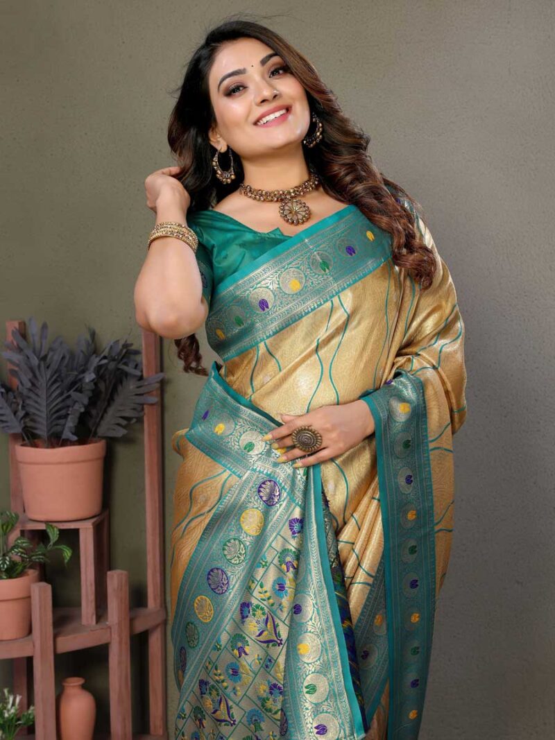 Beige Color Teal Saree - Image 3
