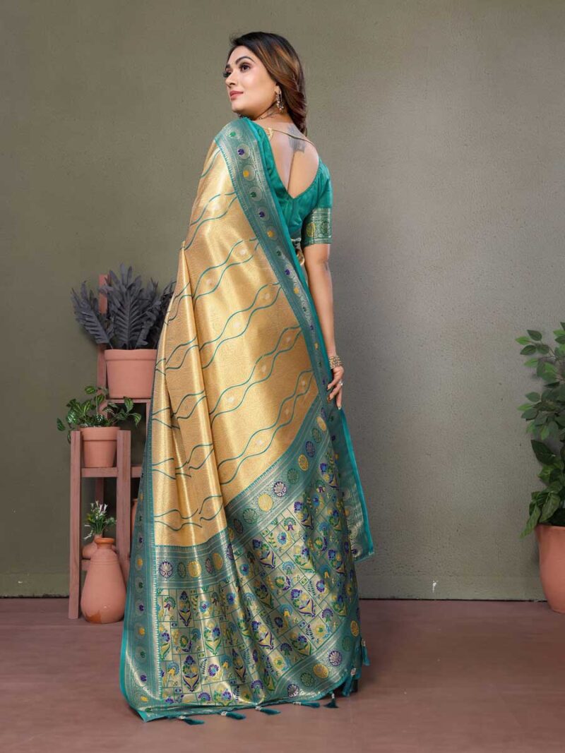 Beige Color Teal Saree - Image 2