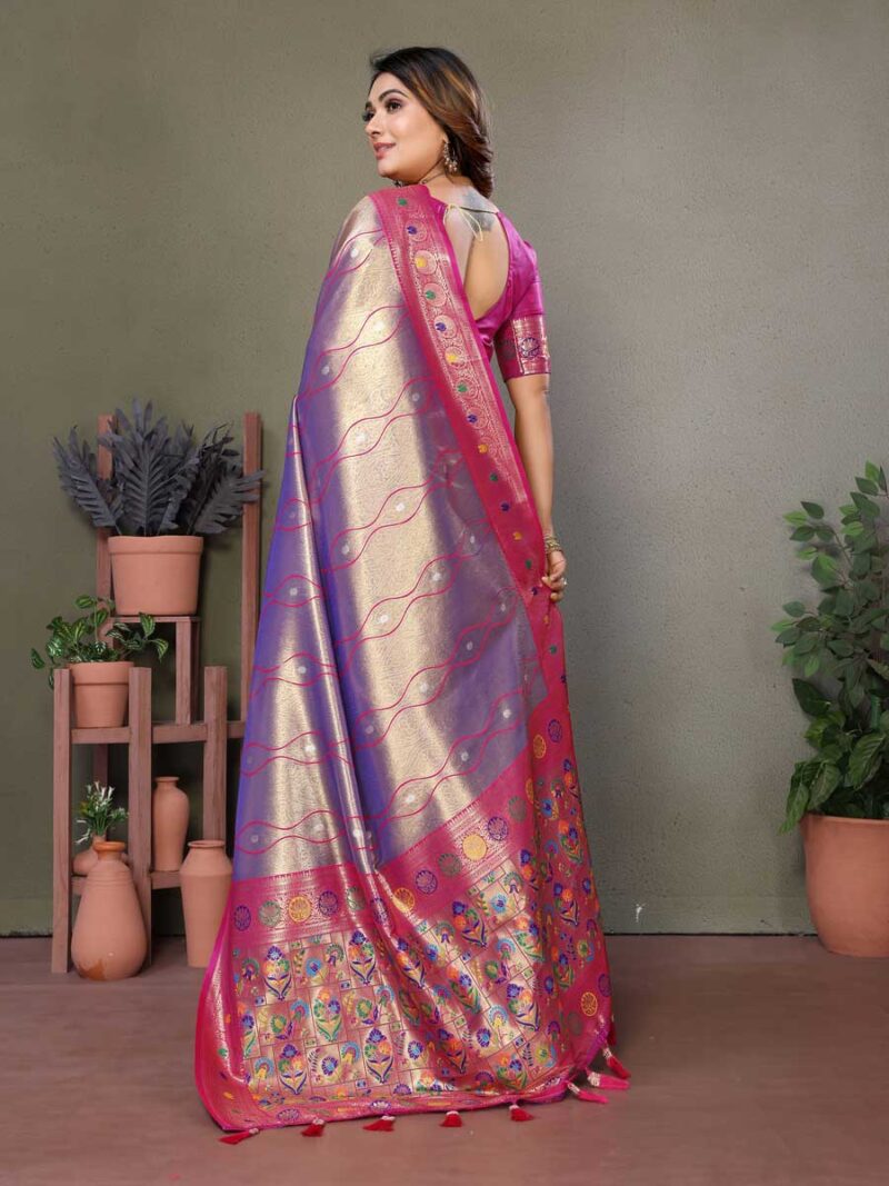 Lavender Color Pink Saree - Image 2