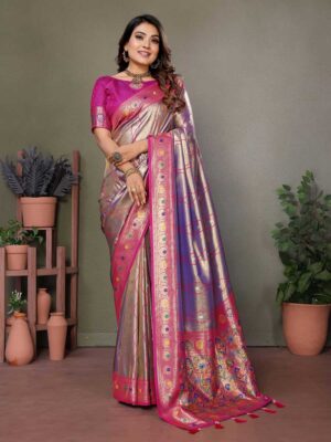 Lavender Color Pink Saree