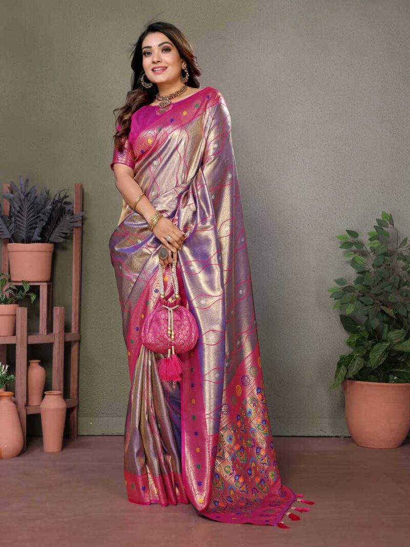 Lavender Color Pink Saree - Image 4