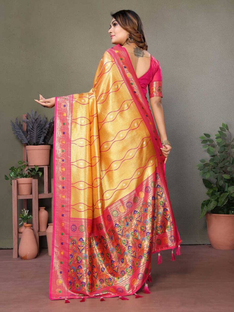 Mustard Color Pink Saree - Image 2