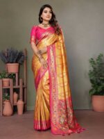 Mustard Color Pink Saree