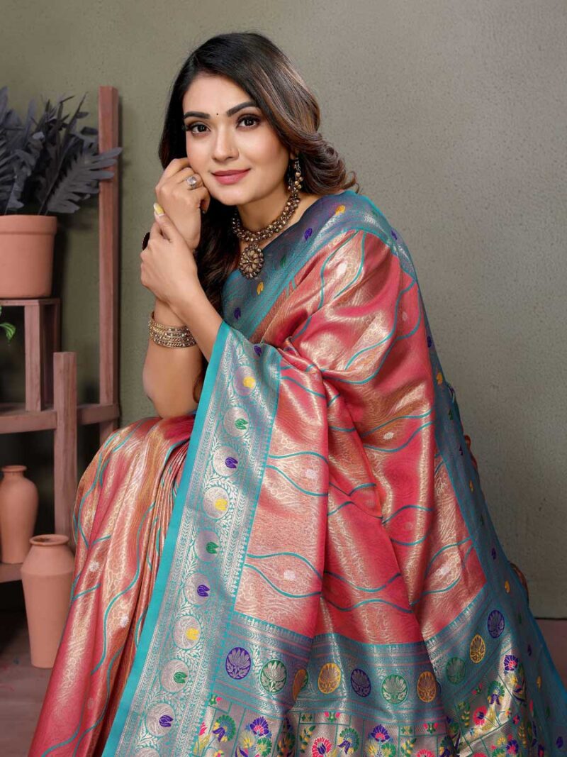 Red Color Purple Saree - Image 3