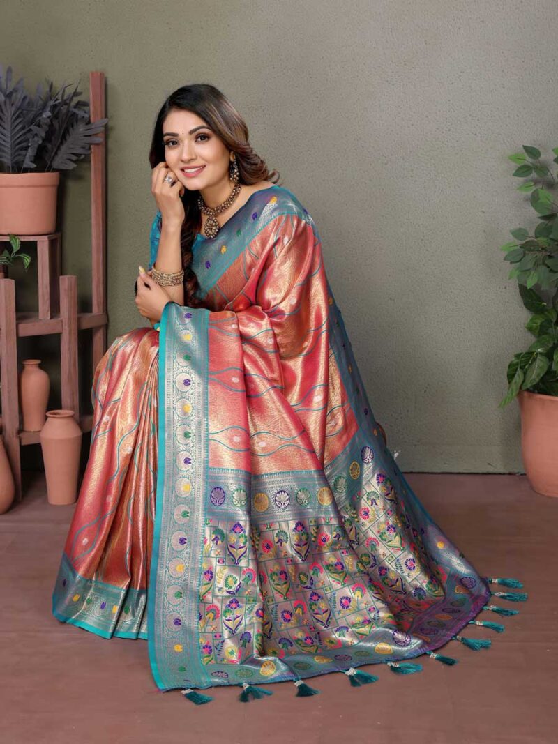 Red Color Purple Saree - Image 4