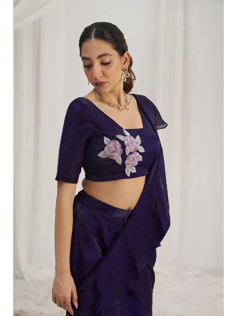 Wine Color Wine Saree - Image 3