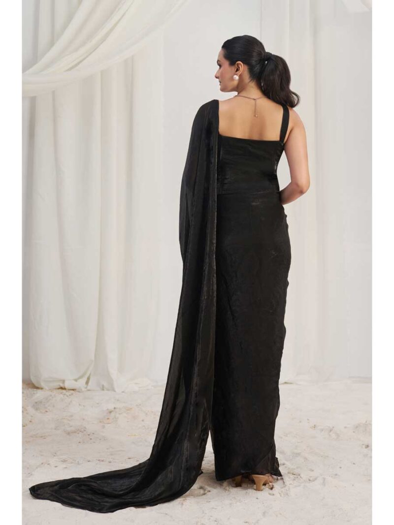 Black Color Black Saree - Image 2