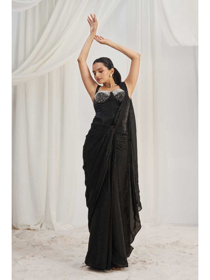 Black Color Black Saree - Image 4