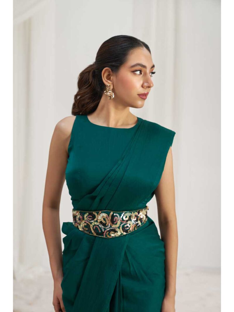 Teal Green Color Teal Green Saree - Image 3