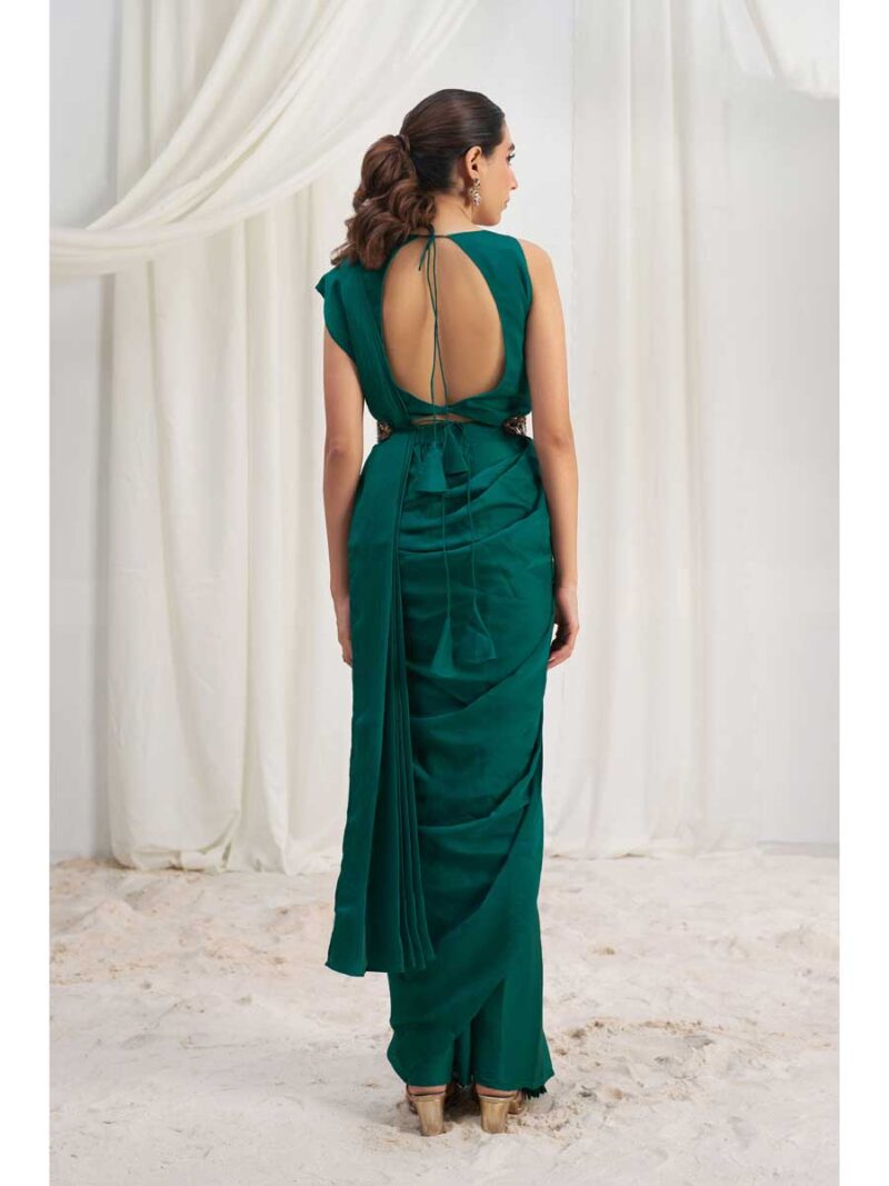 Teal Green Color Teal Green Saree - Image 2