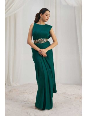 Teal Green Color Teal Green Saree