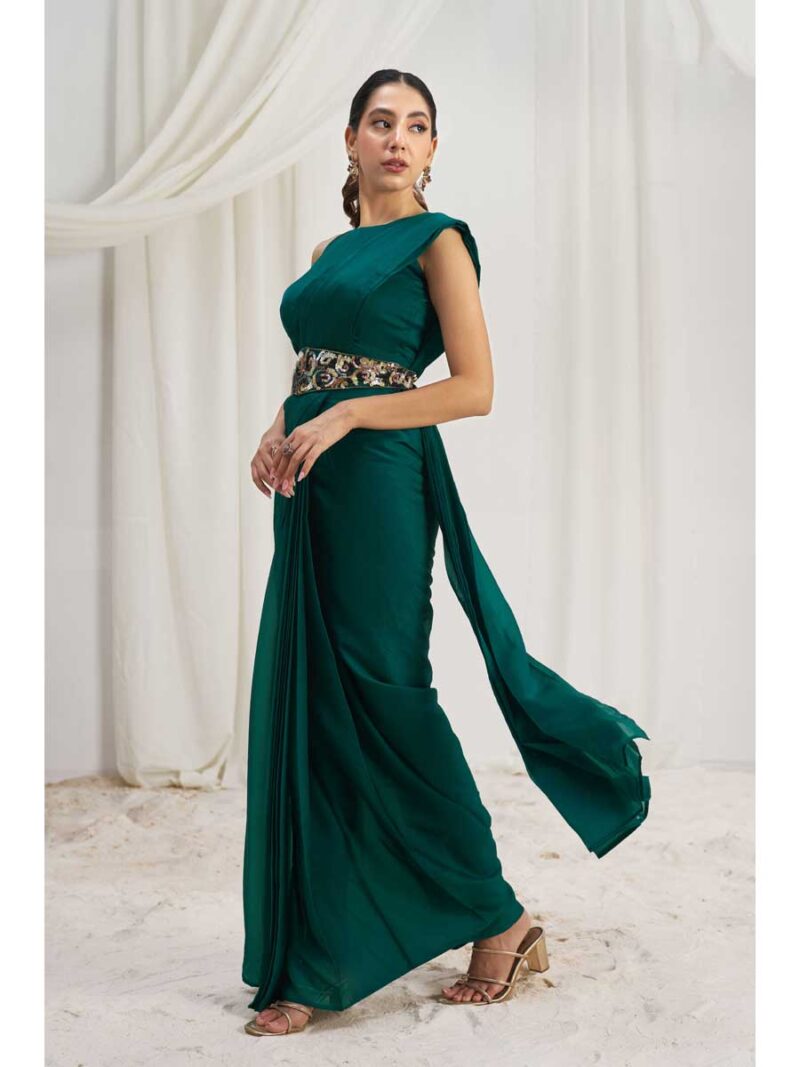 Teal Green Color Teal Green Saree - Image 4