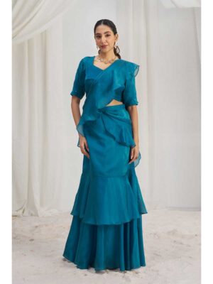Teal Blue Color Teal Blue Saree